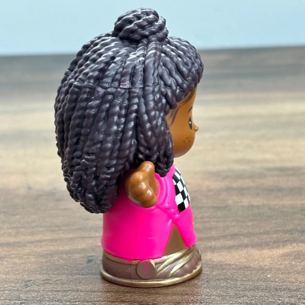 Little People BARBIE Girls RACE CAR DRIVERS African American Blonde Toy Figure 2